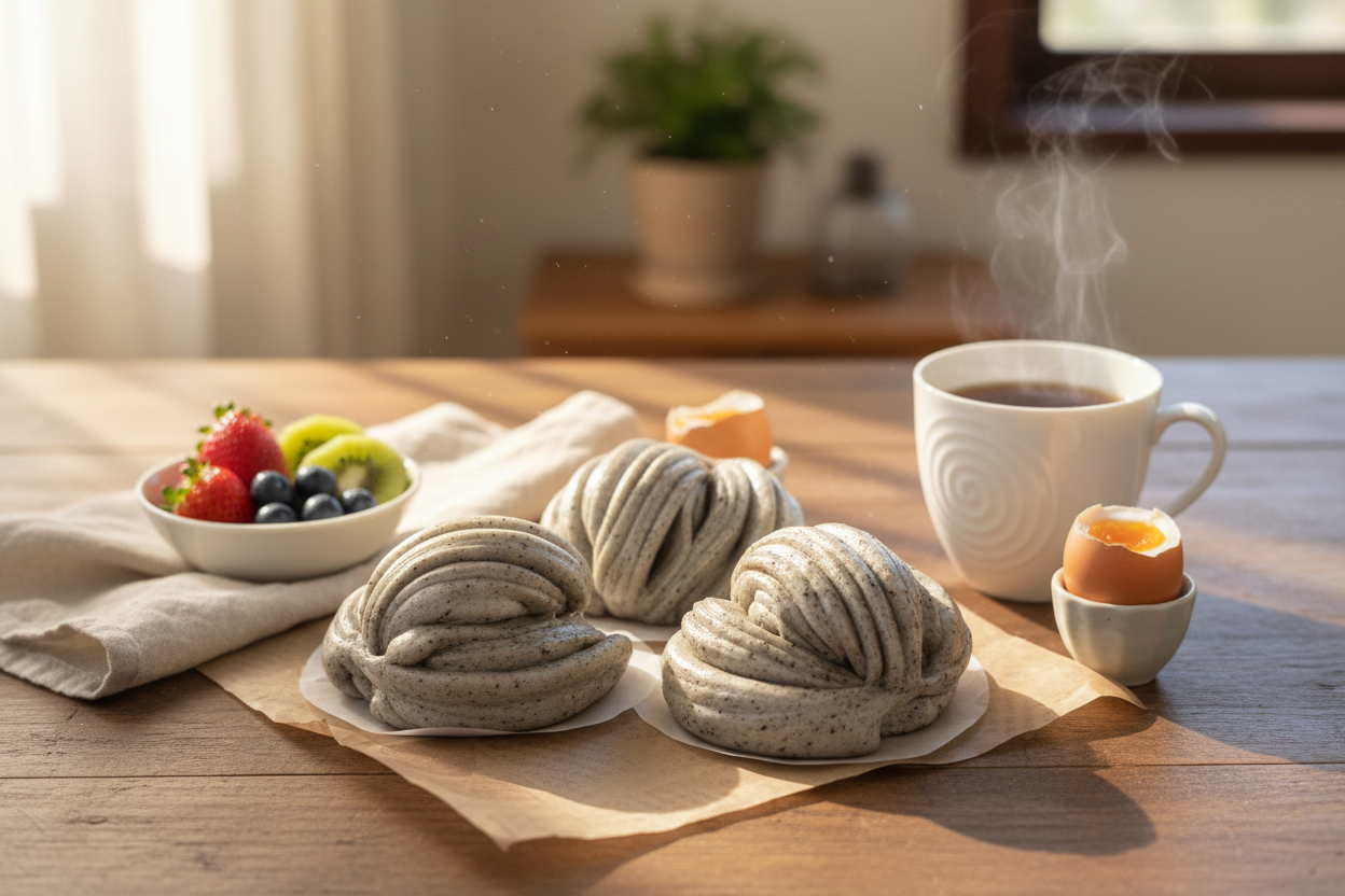 Black Sesame Rolls Breakfast