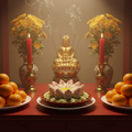 Chinese Prayer Offering Lotus Mantou