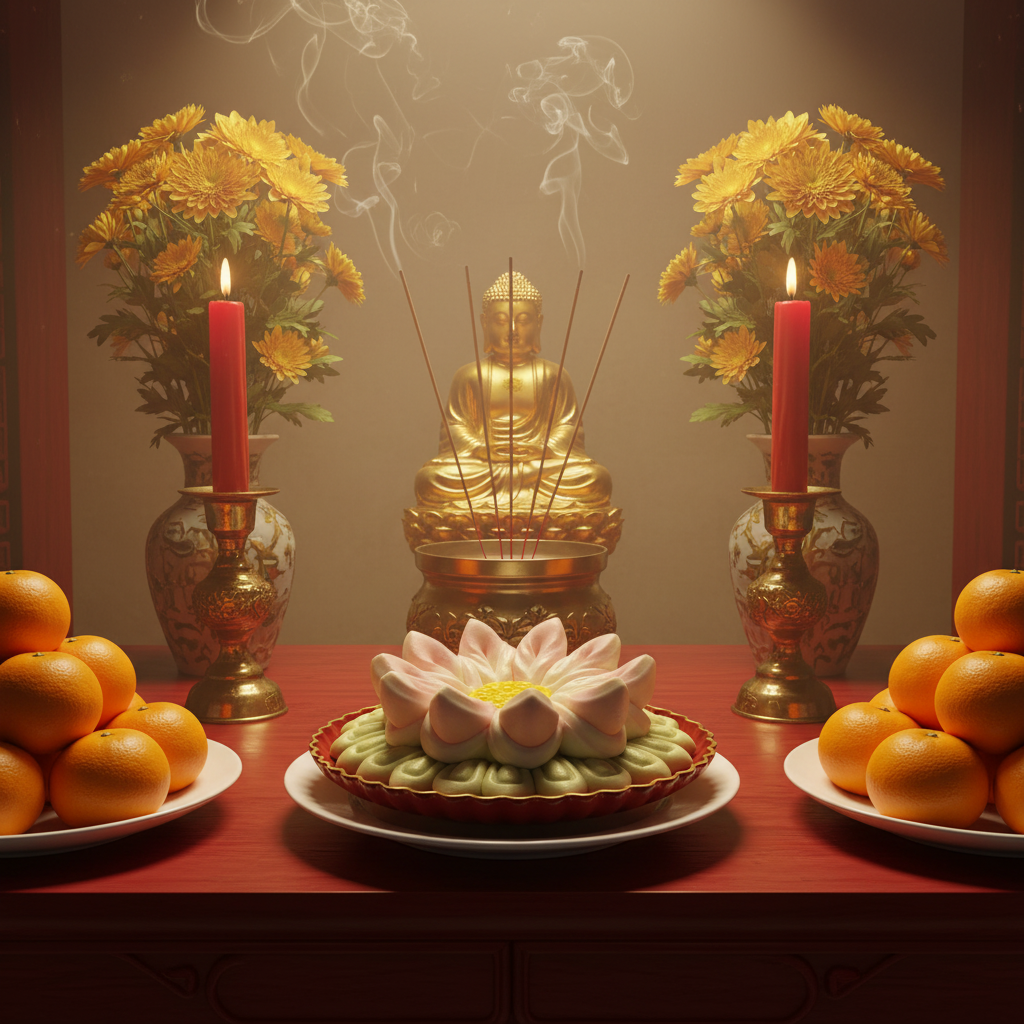 Chinese Prayer Offering Lotus Mantou