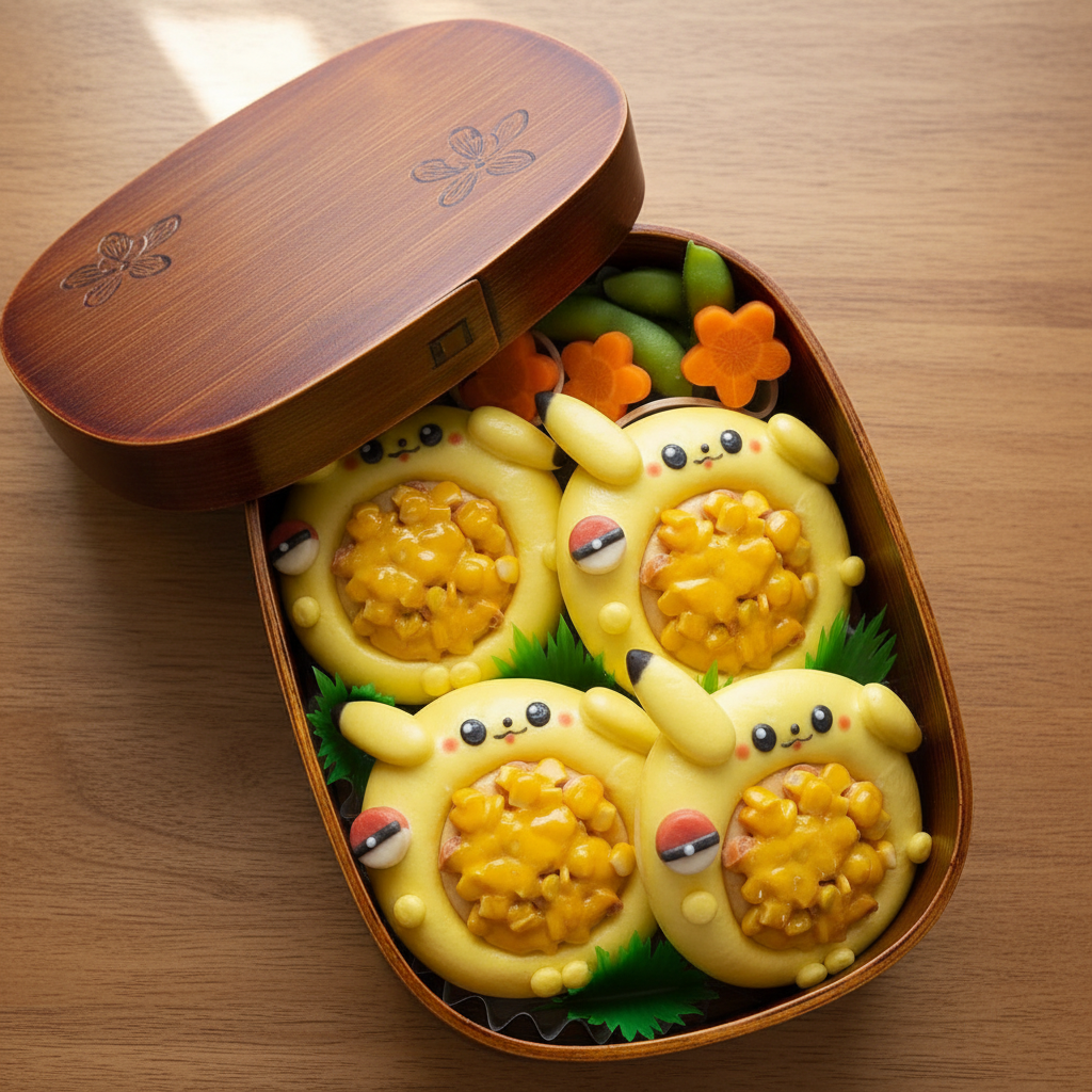 Pikachu Bento Box Warm Wood