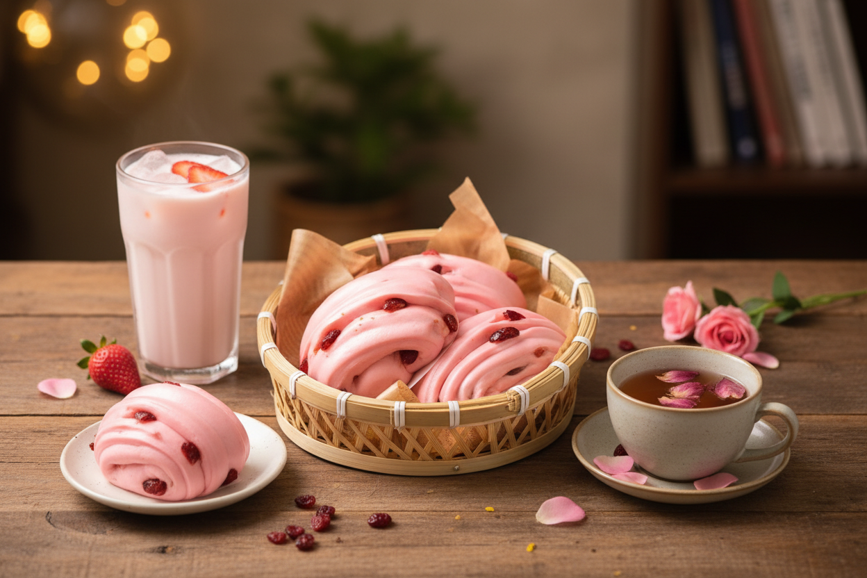 Pink Cranberry Rolls Café Snack